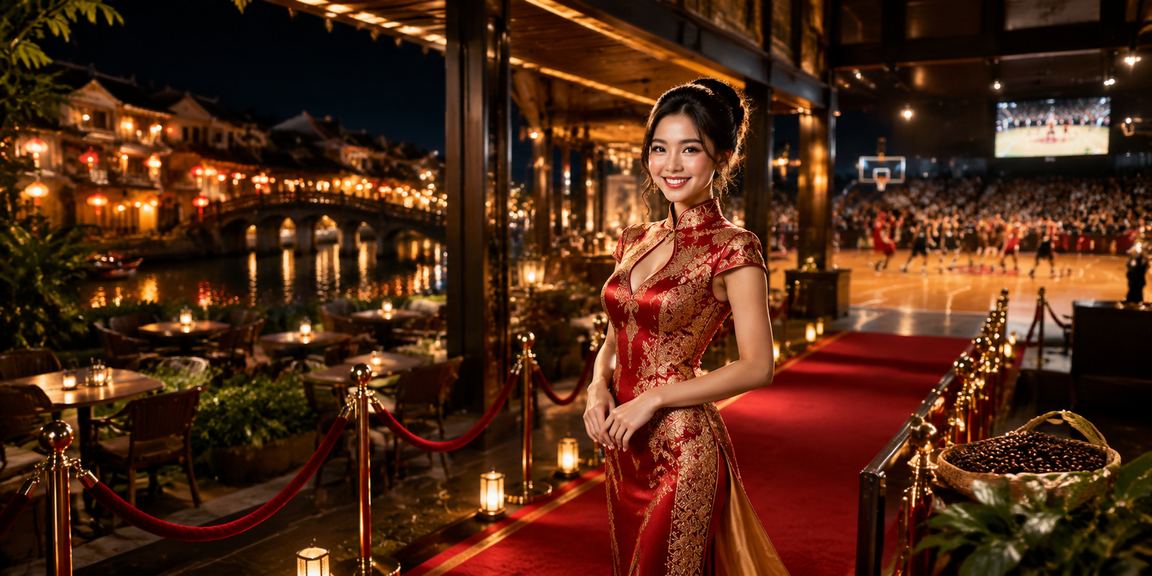 Người dùng Hội An đặt kèo bóng rổ trực tuyến trên điện thoại bên quán cà phê