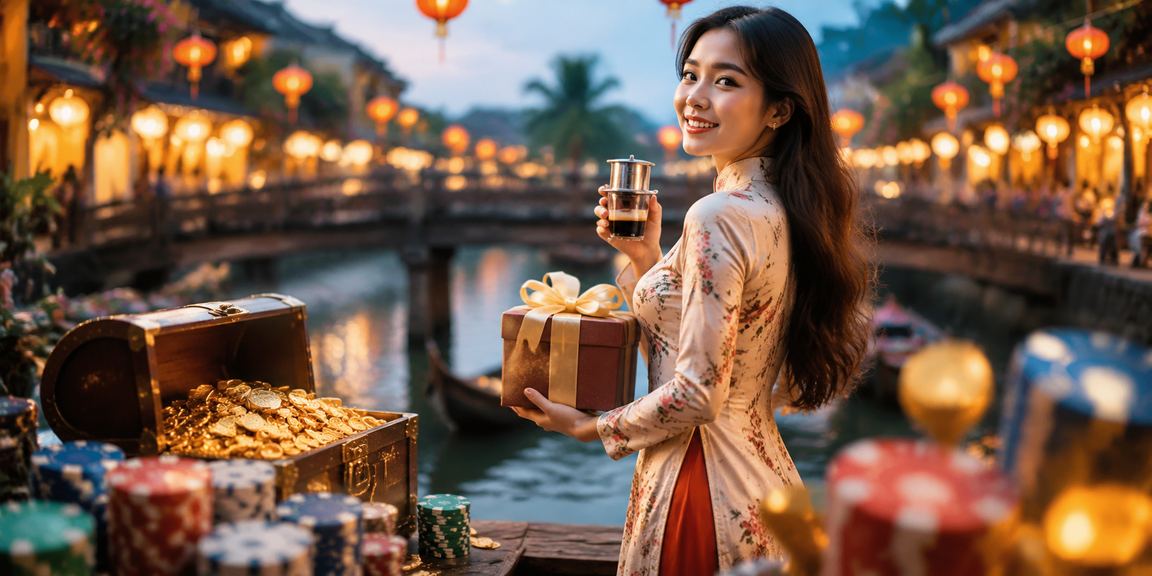 Người dùng Hội An trải nghiệm ưu đãi cá cược trên điện thoại tại quán cà phê